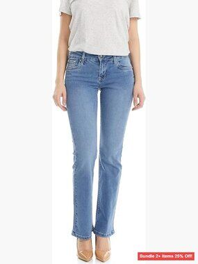 Mid Rise Boot Cut Jeans, 78% Cotton Stretch, 28-32 Inseam